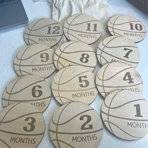 Basketball, baby milestones wooden